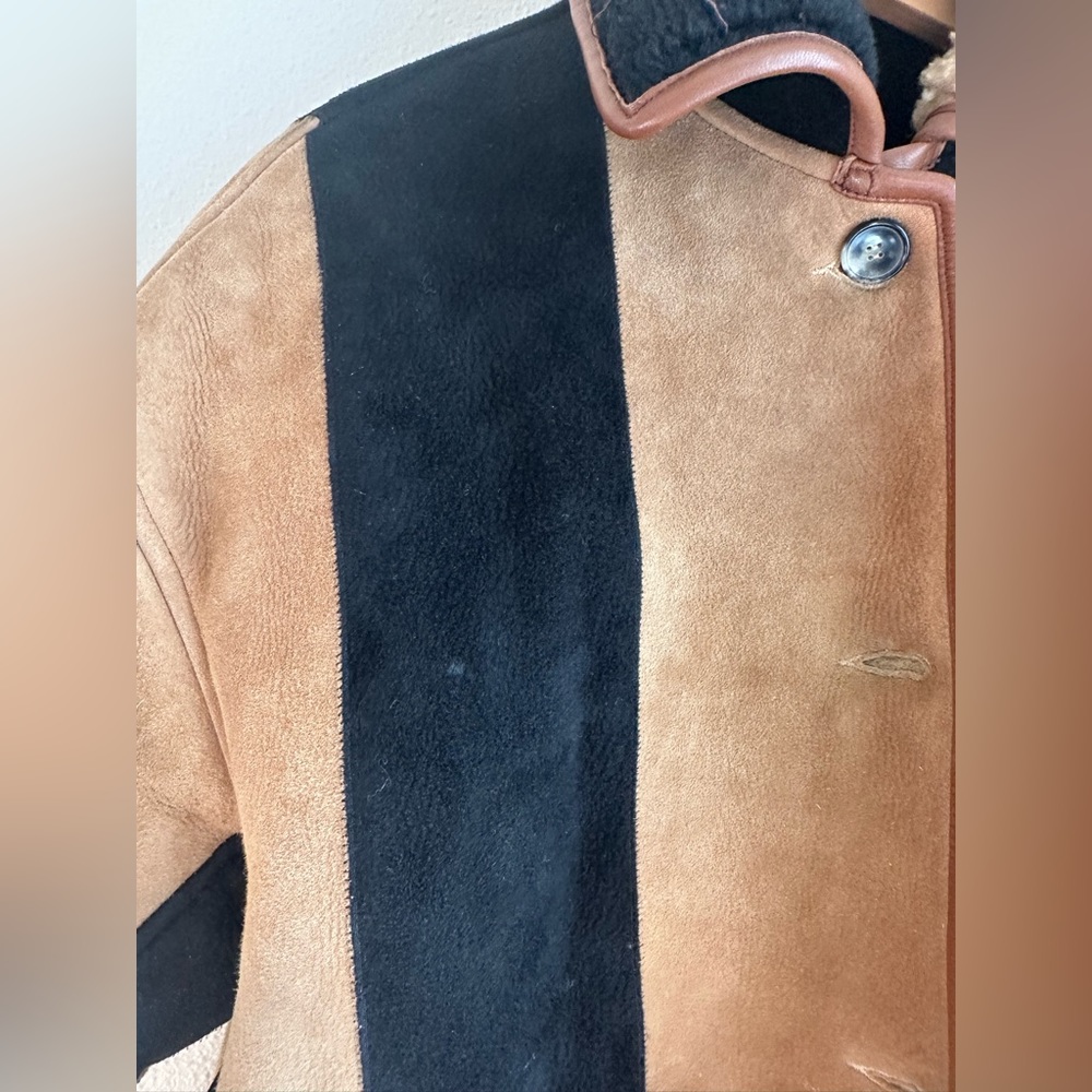 Cawley Studio Avis Sheepskin Stripe Jacket Coat S Handmade in England - Picture 4 of 16